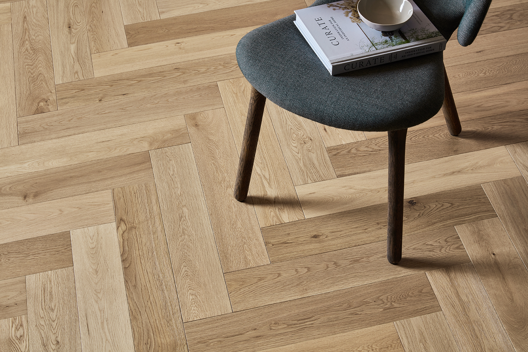 De Marque Oak Parquetry - Herringbone - Latte - PreferenceFloors_Mosman_Latte_detail